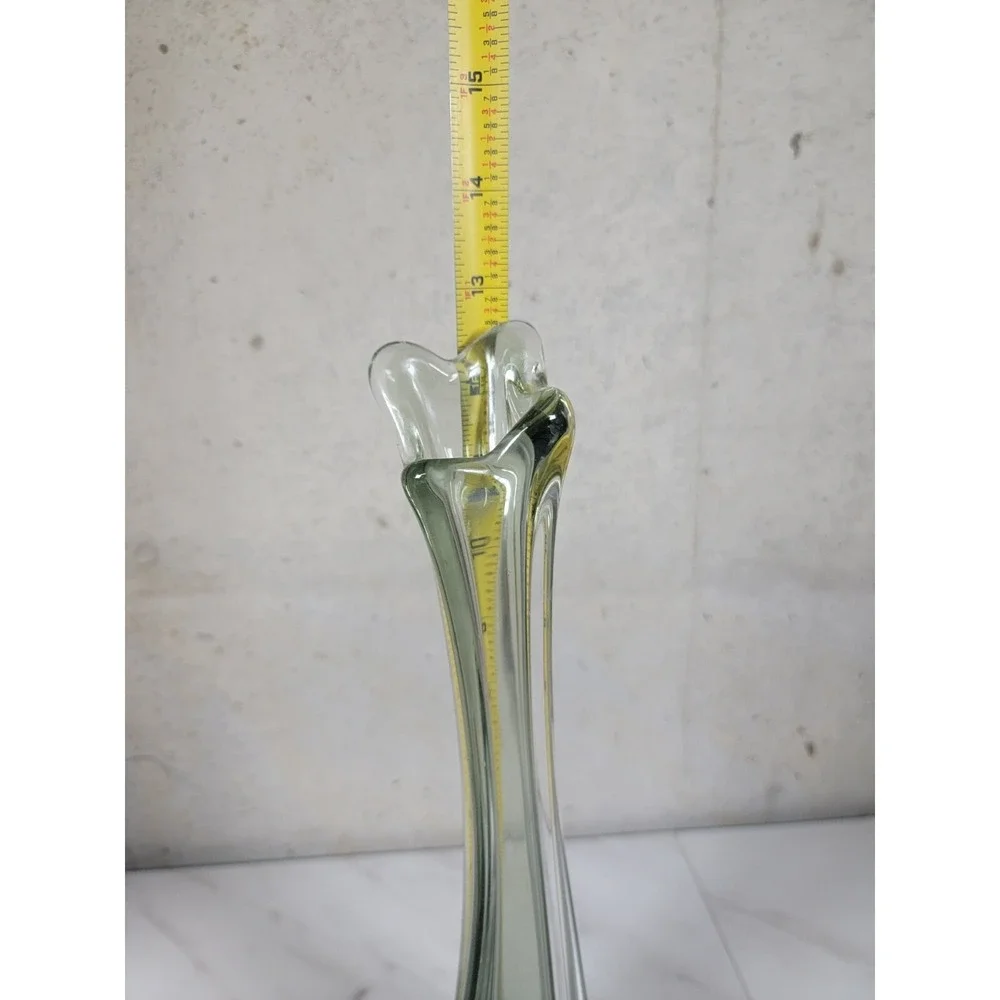 12 1/2 Inch‎ Smokey Clear Black Stretch  Glass Bud Vase